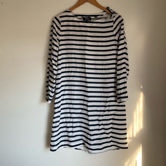 A.P.C Striped Shift Dress - Picture 7 of 8